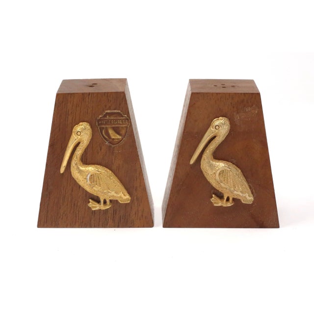Vintage Wood and Metal Pelican Salt & Pepper Shakers - a Pair For Sale - Image 11 of 11