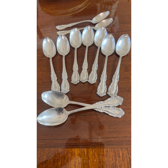 Antique Holmes & Edwards Silverplate Spoons,,Nassau/Fleur-De-Lis Pattern, Mono S Ornate 11 Pcs For Sale - Image 11 of 15