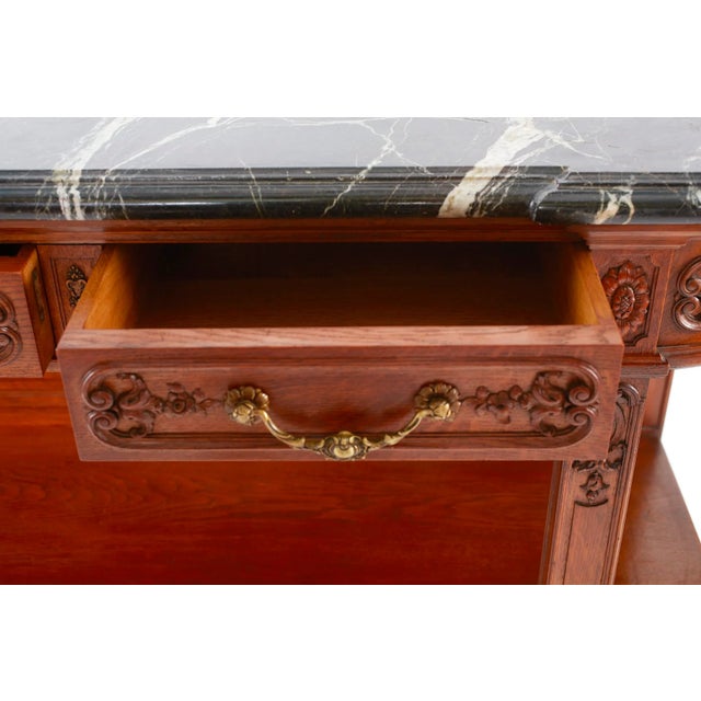 French 19th Century Louis XVI Style Marble-Top Walnut Buffet For Sale - Image 3 of 13