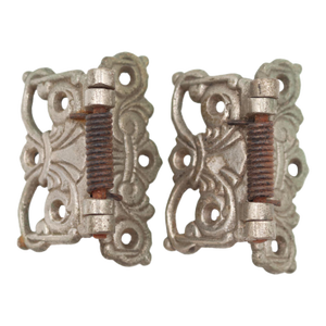 Pair of Antique Art Deco Nickel Plated Brass Spring Hinges