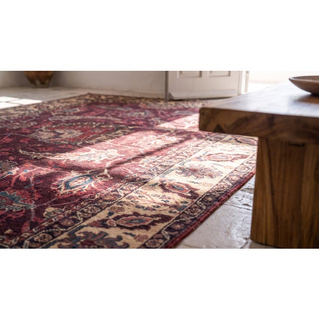 Wine 1880s Red Wine Foliate Antique N. Indian Agra Rug 4' X 7'7" Handknotted Wool Carpet For Sale - Image 8 of 9