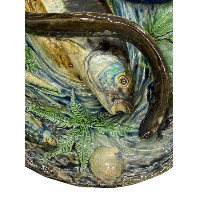 Large Palissy Ware Majolica Platter by Alfred Renoleau, French, Circa 1885 For Sale - Image 9 of 13