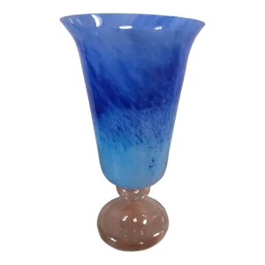 Large Late 20th Century Blue Art Glass Vase
