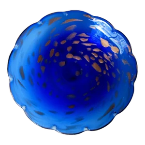 Vintage C.1970's Italian Hand-Blown Sommerso Large Murano Charger, Center Bowl in Cobalt Blue With Copper Inclusions