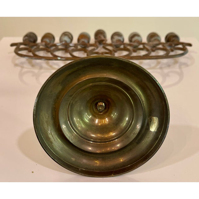 Vintage Brass Eastern European Style Menorah For Sale - Image 4 of 6