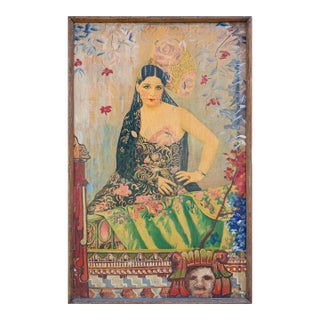 "Romeria del Encuentro" Abstract Figurative Manipulated Poster with Spanish Lady, 1980s For Sale