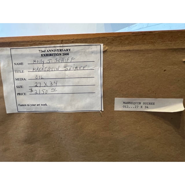 1970s 1970s Original Colorful Art Painting “Mannequin Soirée” Molly J. Schiff For Sale - Image 5 of 5