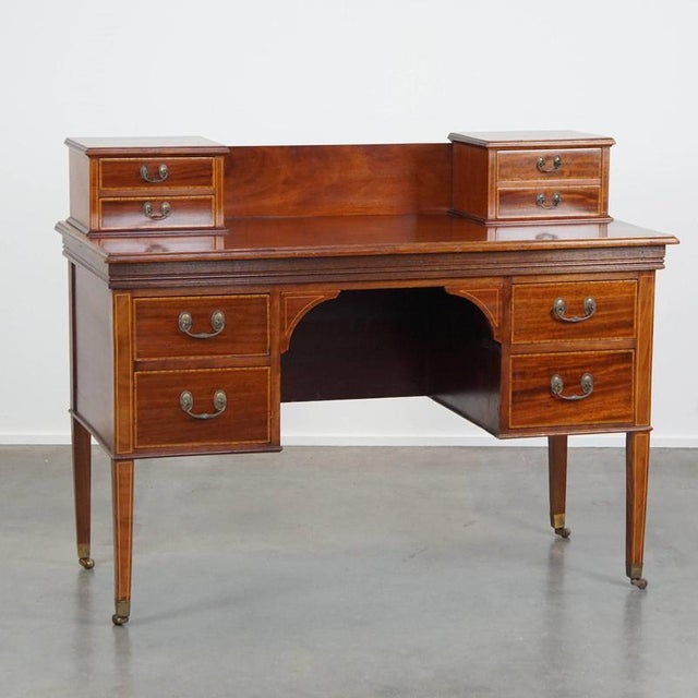 English Empire Intarsia Inlaid Wood Desk, Late 19th Century For Sale - Image 12 of 12