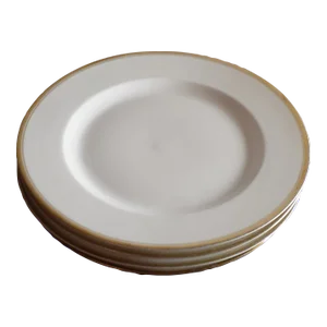 1950s Turin Bavaria Fine Porcelain Gold Rimmed Dinner Plates- Set of 4