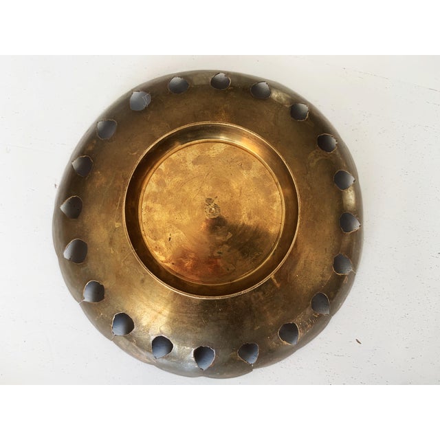 Metal Hand-Painted Brass Plate with Peacock, 1970s For Sale - Image 7 of 11