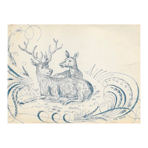 1940s Stag Drawing by William Wood