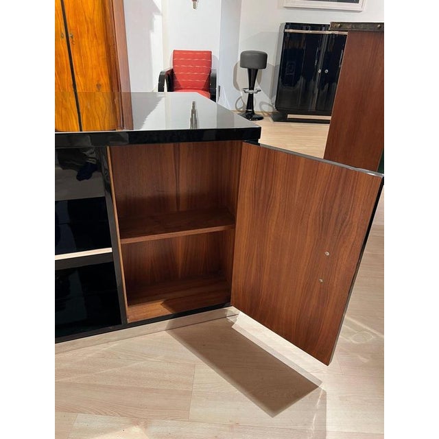 Black Art Deco Desk in Black Lacquer, Walnut & Metal, France, 1930s-1940s For Sale - Image 8 of 18