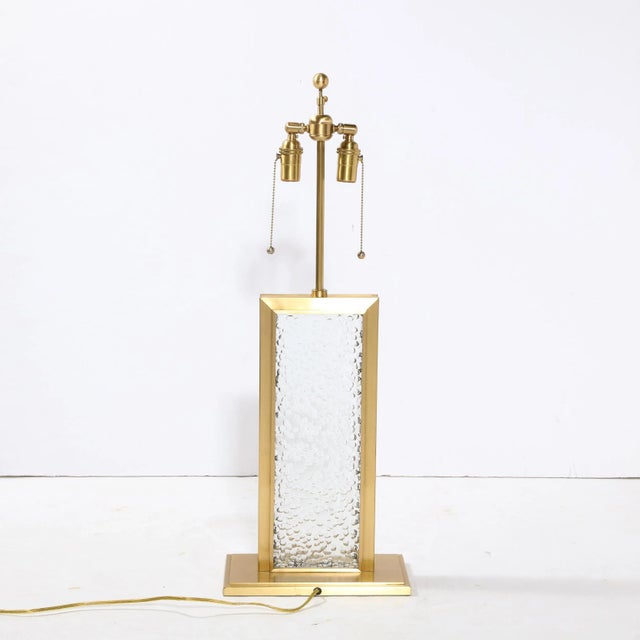 Brass Late 20th Century Modernist Stone Textured Hand-Blown Murano Glass Table Lamp With Brass Fittings For Sale - Image 8 of 13