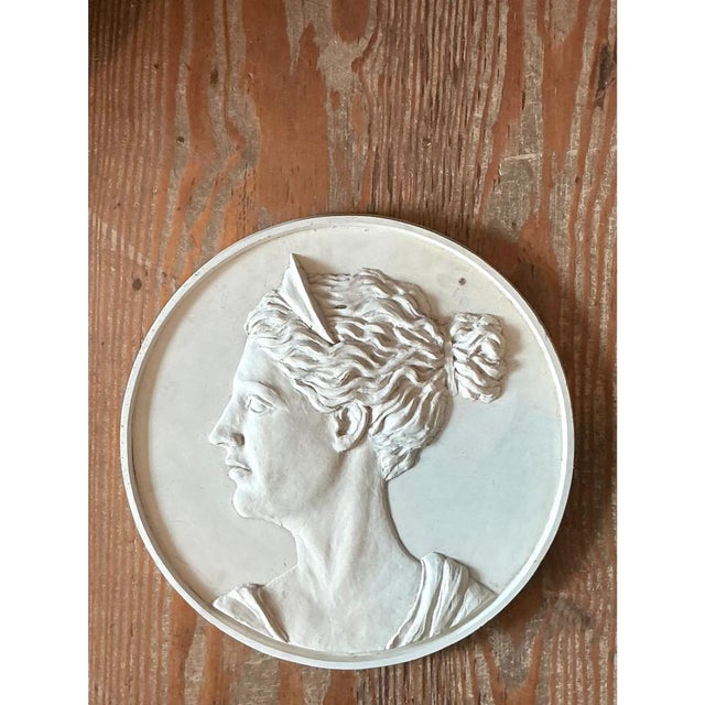 Vintage Bas Relief Portrait of Artemis Medallion For Sale In West Palm - Image 6 of 12