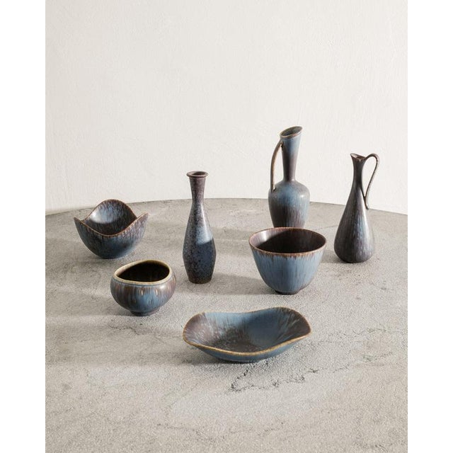 Blue Brown Ceramics by Gunnar Nylund, 1950s, Set of 7 For Sale - Image 3 of 7