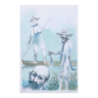 1960s Giuseppe Motti Figural Lithograph For Sale