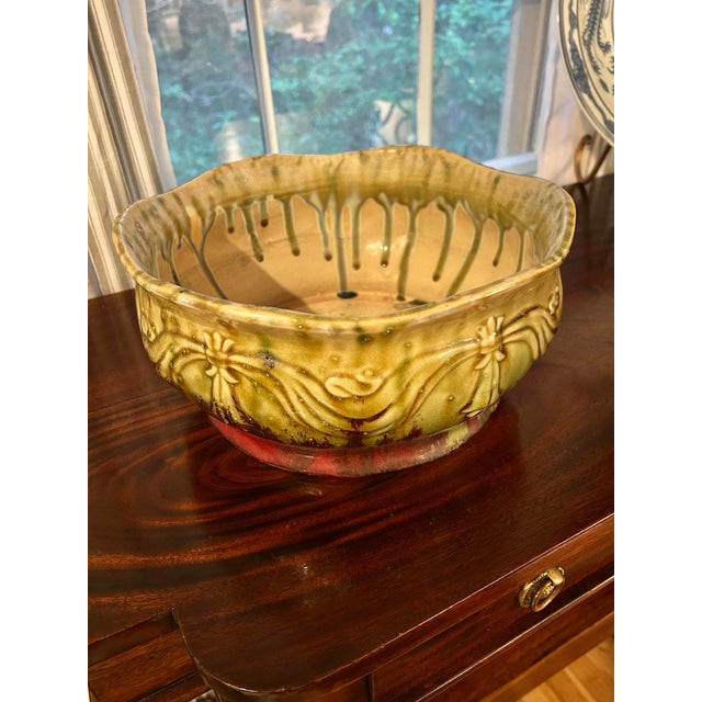 Weller Pottery Early 20th Century Arts and Crafts Blended Drip Glazed Center Bowl or Jardiniere Attributed to Weller Pottery For Sale - Image 4 of 11