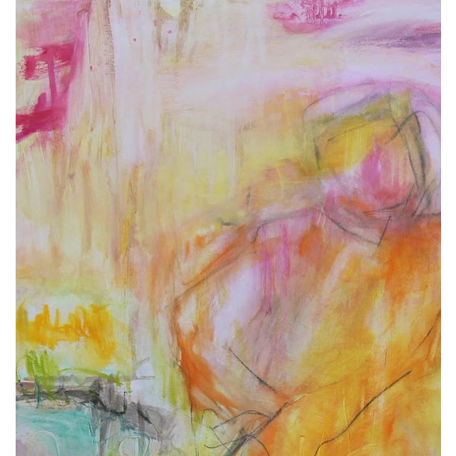 "Monk in the Gardenr" is a large somewhat minimalist abstract expressionist oil painting on fine linen canvas by Trixie...