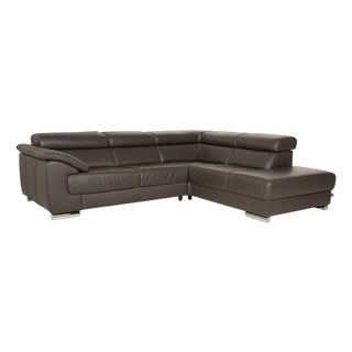 Brand Blues Leather Corner Sofa in Brown from Ewald Schillig For Sale