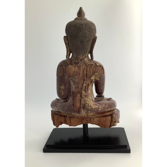 Asian Antique Antique 18th Century Buddha Carved Statue, Shan Burma, Large 24", With Coa For Sale - Image 3 of 10