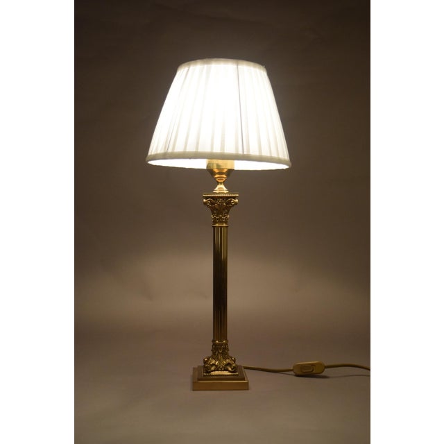 1950s Tall Vintage Neoclassical Brass Table Lamp with Black Marble Base, 1950s For Sale - Image 5 of 12