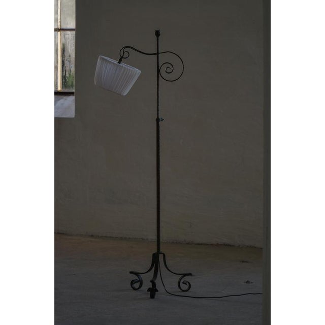 Vintage Danish Wrought Iron Floor Lamp with Swirl Detail, 1940s For Sale - Image 11 of 18