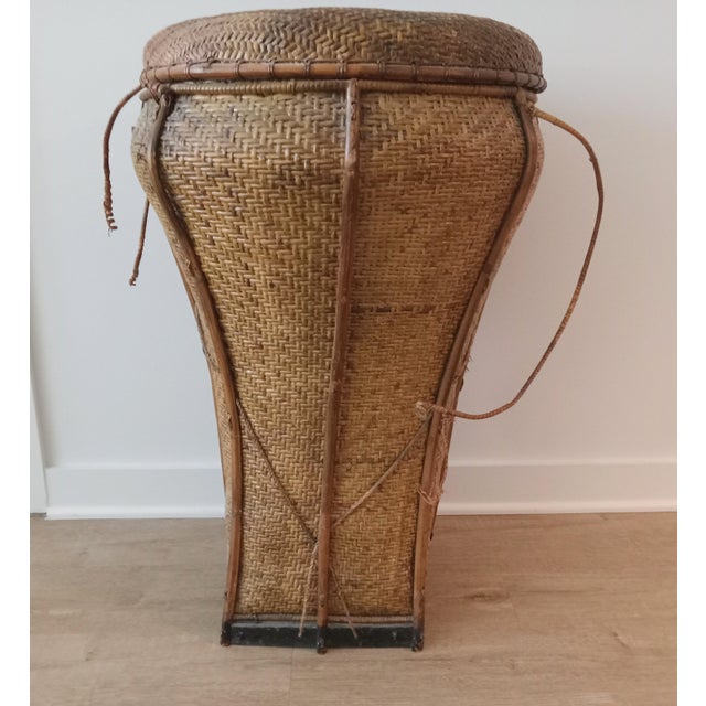 Rustic 19th Century Vintage Handwoven Lidded Basket For Sale - Image 3 of 9