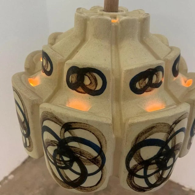 1970s Ceramic Flower Pendant Light, Denmark, 1970s For Sale - Image 5 of 11