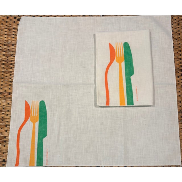Mid-Century Modern 1970s "Dining In" Rudi Gernriech Cloth Dinner Napkins - Set of 7 For Sale - Image 3 of 9