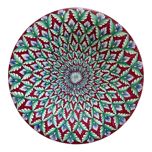 Mid Century Italian Deruta Hand Painted 12” Centerpiece For Sale