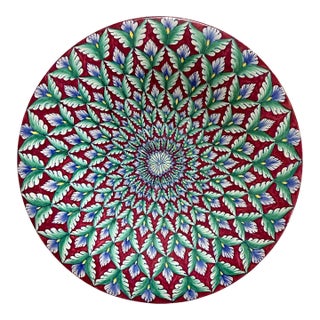 Mid Century Italian Deruta Hand Painted 12” Centerpiece Bowl For Sale