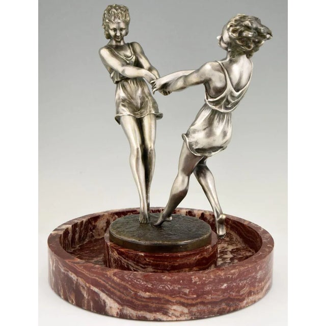 Andre Gilbert, Art Deco Centerpiece with Bronze Sculpture of Dancing Girls, France, 1925 For Sale - Image 9 of 13
