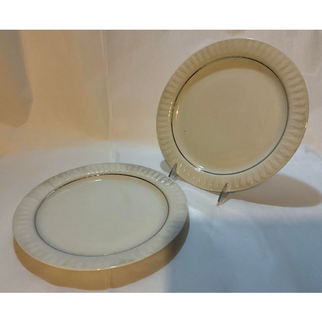 1980s Rosenthal 18 European Dinner Plates- Lanzette Platinum For Sale In New York - Image 6 of 8