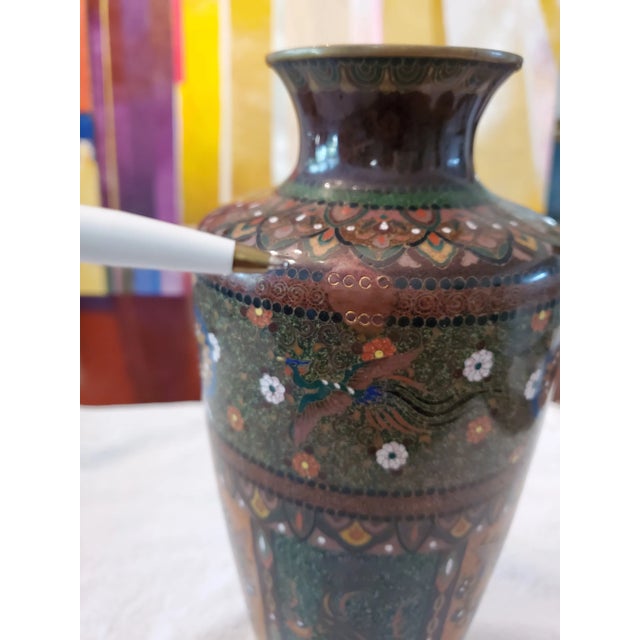 Chinese Antique Chinese 150 Years Old Enamel Vase For Sale - Image 3 of 11