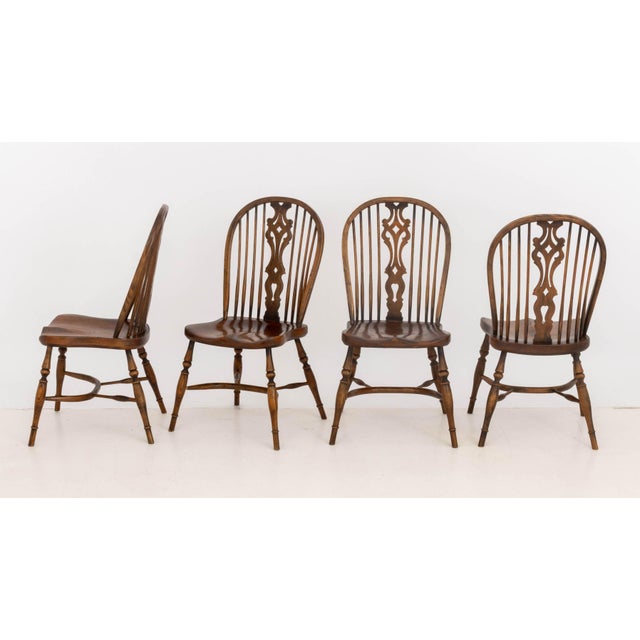 English Set of Seven Windsor Style Oak Side Chairs For Sale - Image 3 of 10