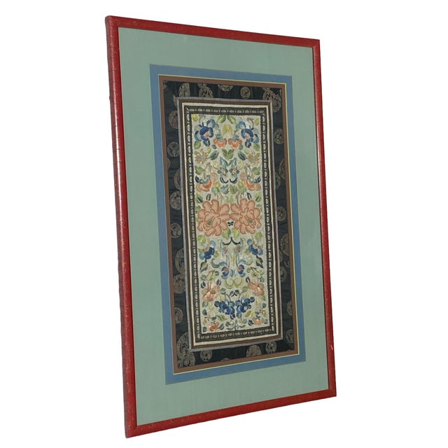 Superb Antique Chinoiserie Silk Hand Embroidery Panel 19th Century Framed 20.5" H For Sale - Image 4 of 7