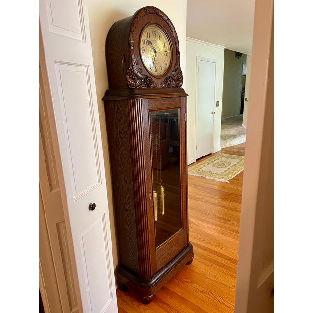 Jauch Brothers Clock Factory German Antique Grandfather Clock For Sale In New York - Image 6 of 11