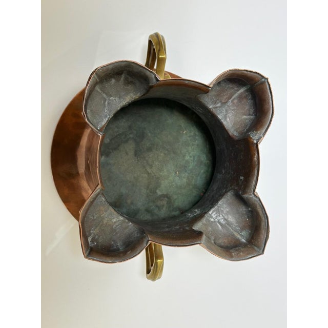 Beautiful Antique Dutch Copper Quatrefoil Cachepot Home Garden Planter With Brass Handles, Tulip Motif, Late 19th C For Sale - Image 14 of 16