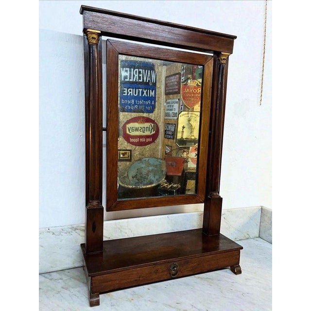 Traditional Antique 19th Century Empire Mahogany Mirror with Gilt Decoration, 1870 For Sale - Image 3 of 8