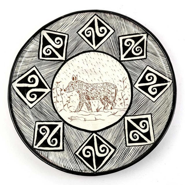 Tribal Linda Reeder-Sanchez Decorative Terracotta Native American Charger Plate For Sale - Image 3 of 3