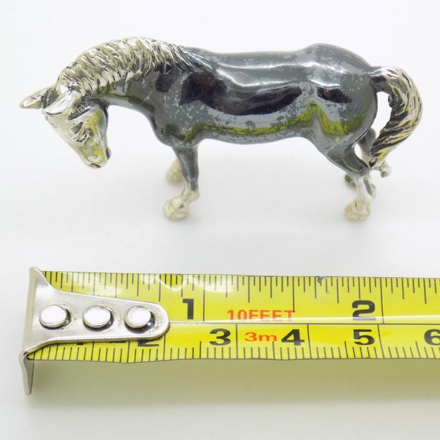 Vintage Italian Handmade Genuine Silver Saturno Branded Darkened Horse Figurine, 1980s For Sale - Image 12 of 13