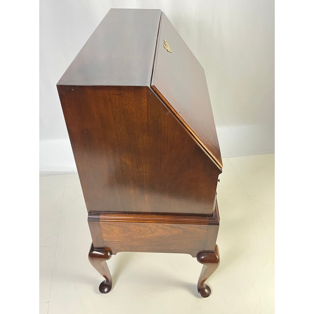 Vintage Queen Anne Style Mahogany Slant-Front Bureau Secretary Desk For Sale - Image 15 of 17