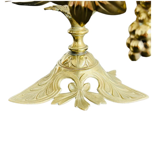 French 19th Century Antique Brass Altar Candelabra, Set of 3 For Sale - Image 9 of 12