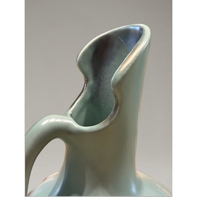 1940s Iridescent Celadon Green Ceramic 9002 Vase by B. Letalle Saint-Clément, 1960s For Sale - Image 5 of 9