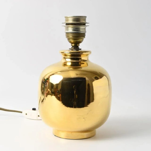 Mid-Century Modern Italian Gilt Ceramic Table Lamp by Ugo Zaccagnini, 1970s For Sale - Image 3 of 11