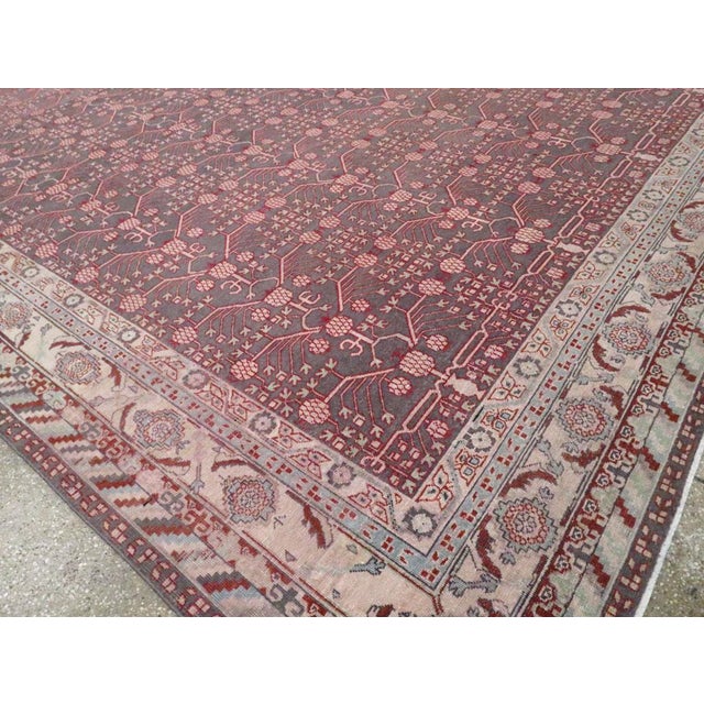 Slate Gray Galerie Shabab Collection Early 20th Century Handmade East Turkestan Khotan Room Size Carpet For Sale - Image 8 of 10