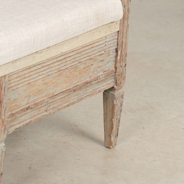 Early 19th Century Swedish Original Painted Gustavian Narrow Bench For Sale - Image 15 of 17