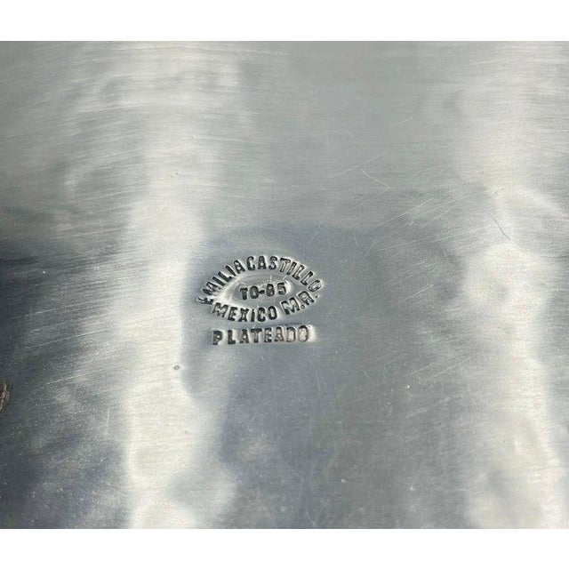 Emilia Castillo Silverplated Butterfly Tray With Stone Inlay, Taxco For Sale - Image 16 of 16