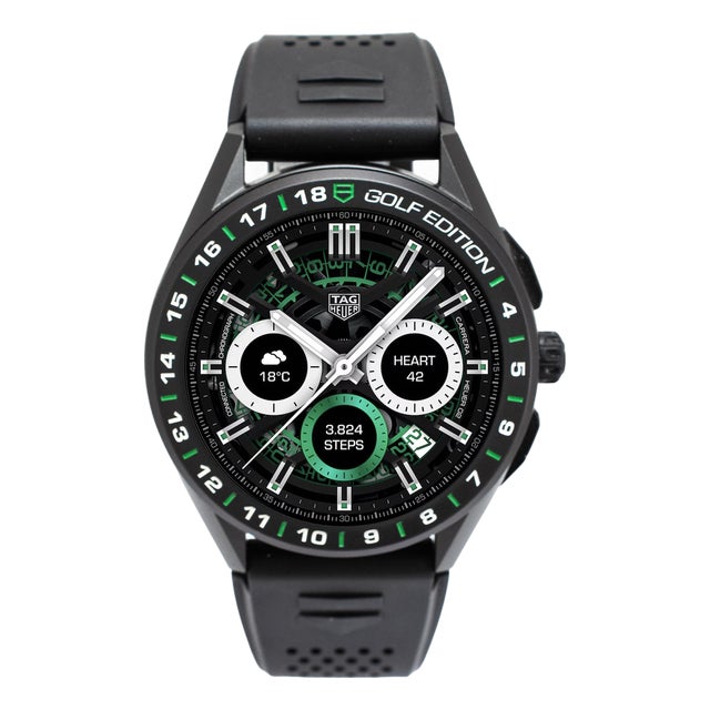 Tag Heuer Connected Golf Edition 45mm Sbg8a82 Black Titanium Quartz Smartwatch For Sale