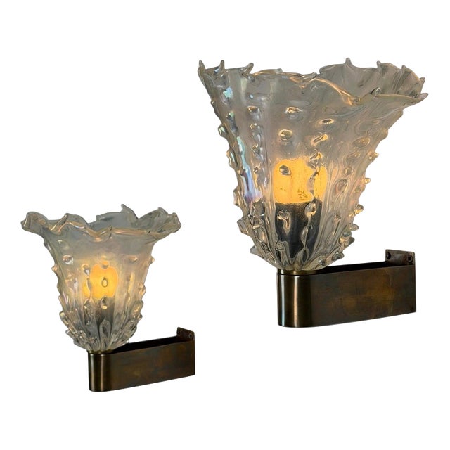 Murano Glass Medusa Sconces from Ercole Barovier, 1940s, Set of 2 For Sale